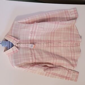 RIDGECUT Pink Plaid Button-Up Shirt, Size XS